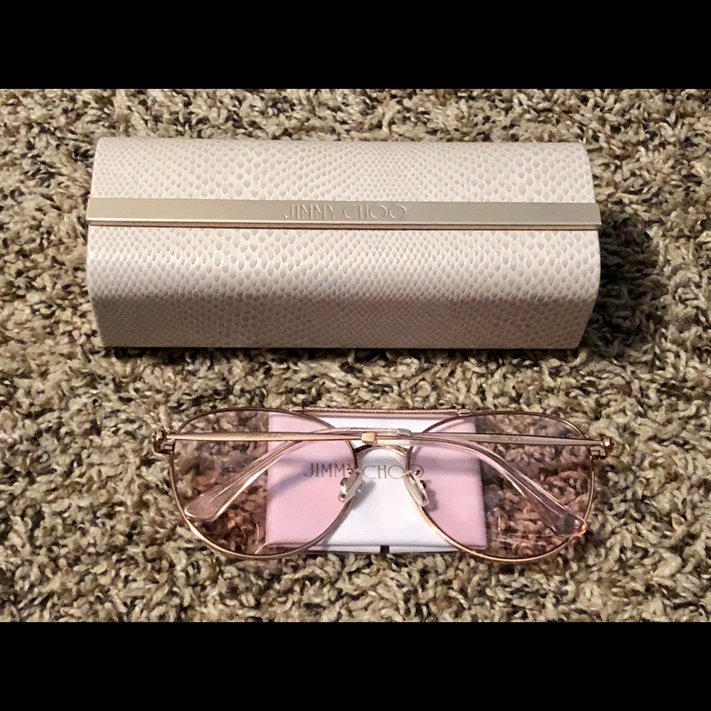 JIMMY CHOO Pink Abbiegs Aviator Stainless Steel 🕶 - Picture 3 of 9